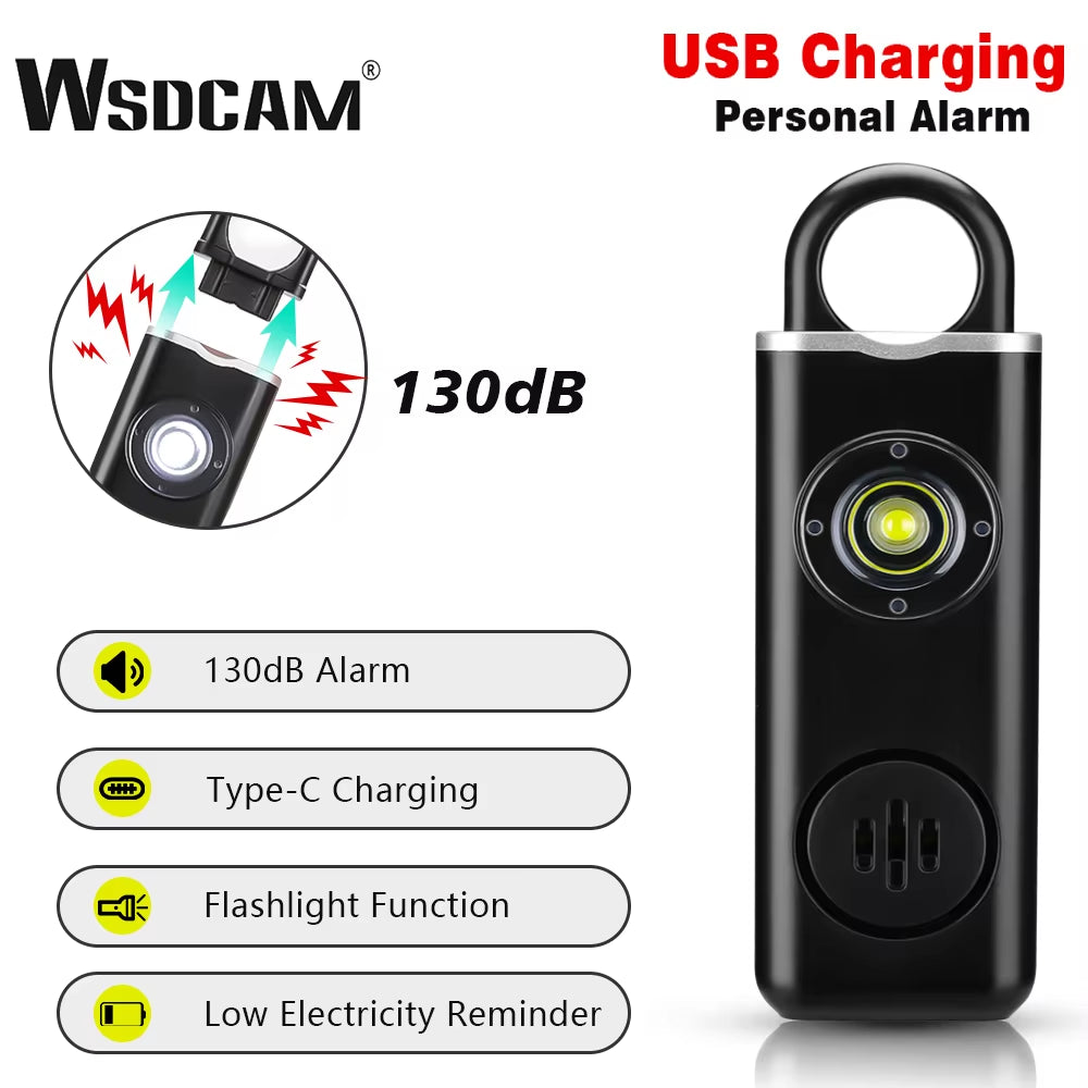 Self Defense Alarm 130Db Anti-Wolf Personal Alarm for Girl Child Women Loud Panic Alarm Rechargeable Emergency Alarm