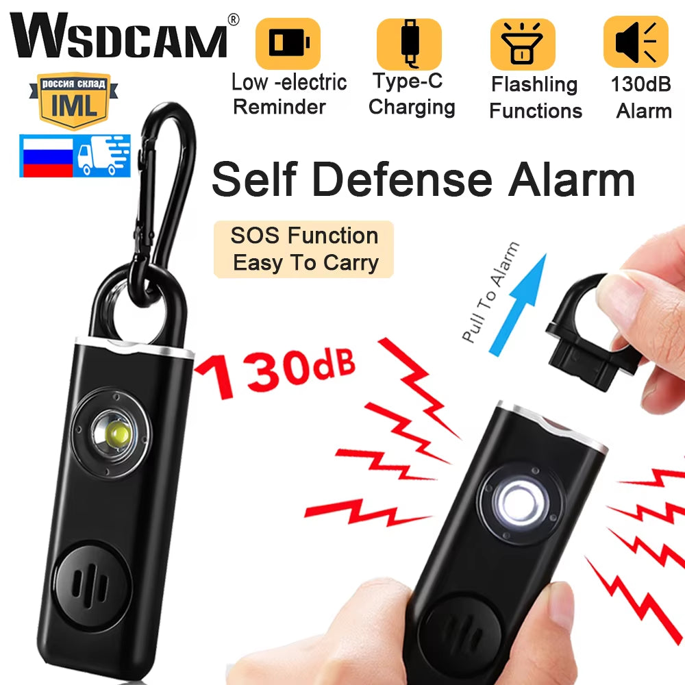 Self Defense Alarm 130Db Anti-Wolf Personal Alarm for Girl Child Women Loud Panic Alarm Rechargeable Emergency Alarm